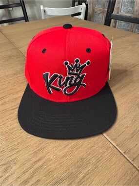Ring of Fire Red and Black Crown Snapback Hat NWT